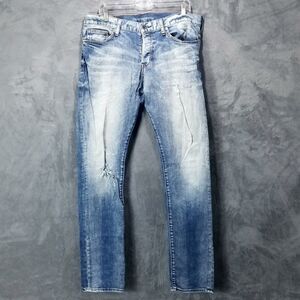 Denim Jeans Mens 34×34 Blue Slim Button Fly